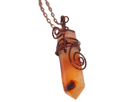 Carnelian Copper Wirewrapped Pendant