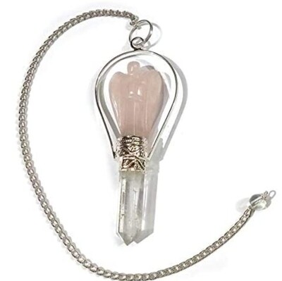 Rose Quartz Crystal Angel Dowser - Pendulum for Reiki Chakra Healing Crystal Stone