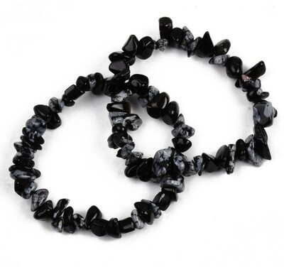 Snowflake Obsidian crystal chip bracelet elastic 