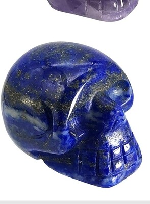 Natural Lapis Lazuli Quartz Skull Hand Carved Stone 