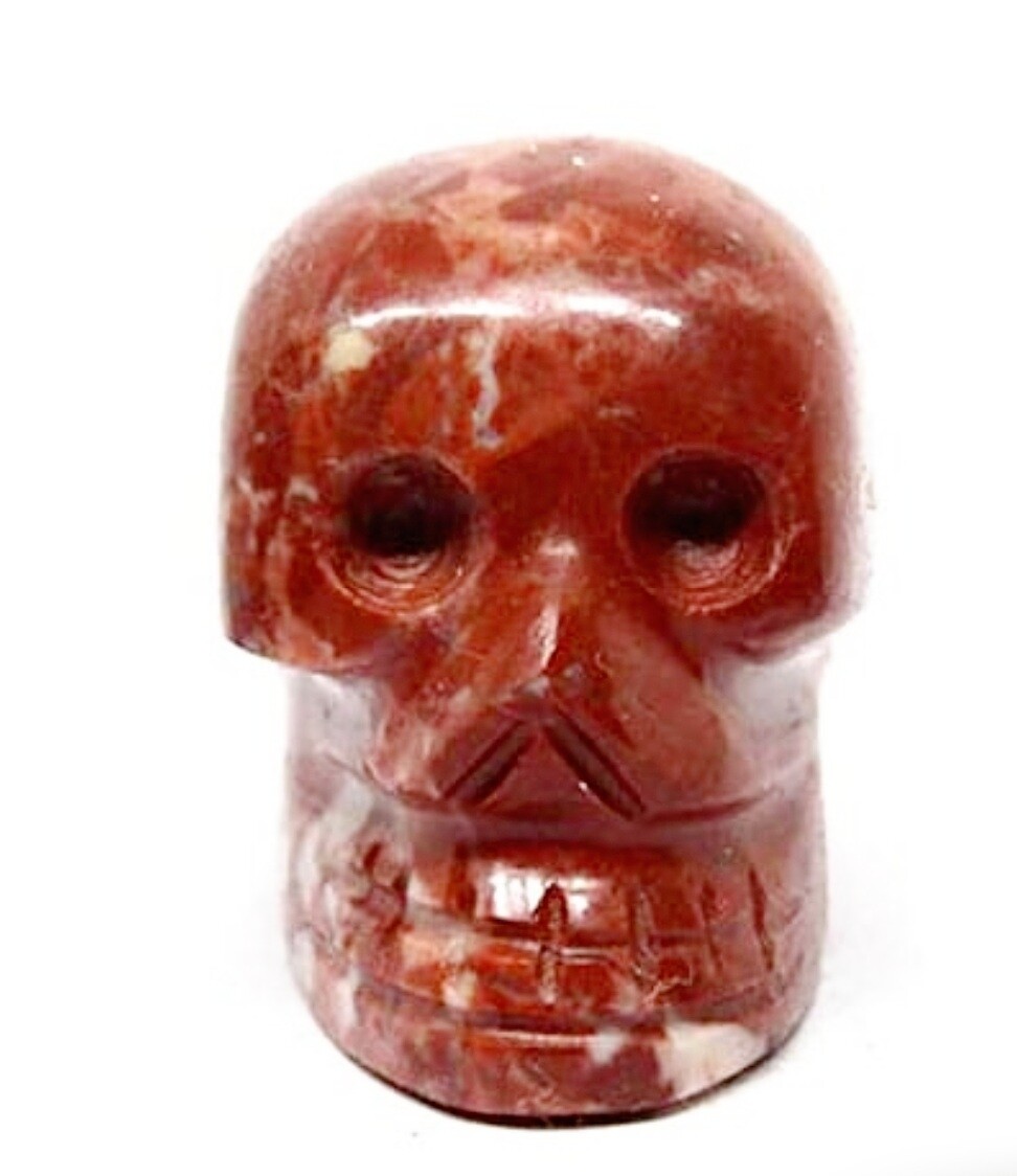 Natural Red Jasper Quartz Skull Hand Carved Stone Carving 