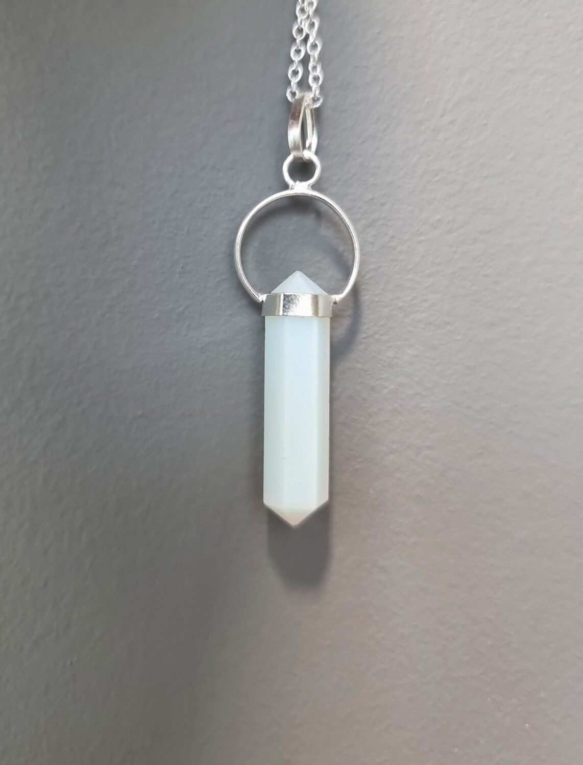 Opalite Silver Pendant Natural Stone Crystal Necklace 