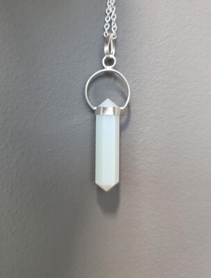 Opalite Silver Pendant Natural Stone Crystal Necklace 