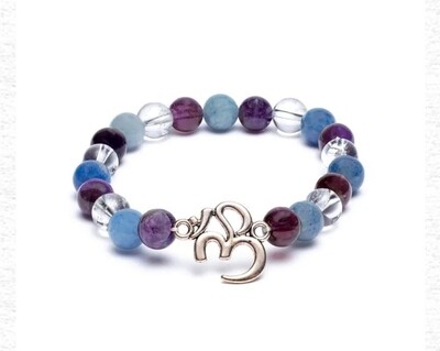 Bracelet Amethyst/ Aquamarine/Rock crystal + Ohm