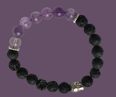 Crystal Bracelet Amethyst Lava Rock Natural Stone Aromatherapy 