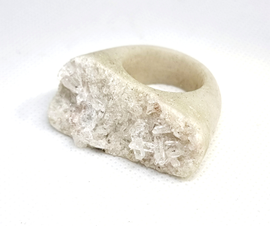 Cluster natural stone ring