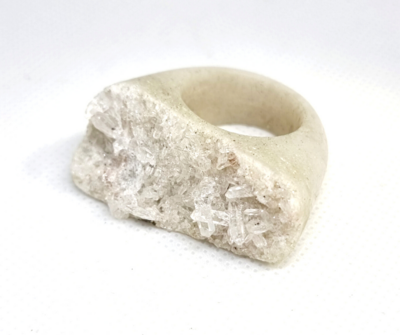 Cluster natural stone ring