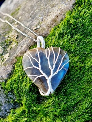 Tree Of Life - Labradorite Crystal Necklace Wire Wrapped Pendant, Gemstone Necklace, Natural Crystal Pendant 