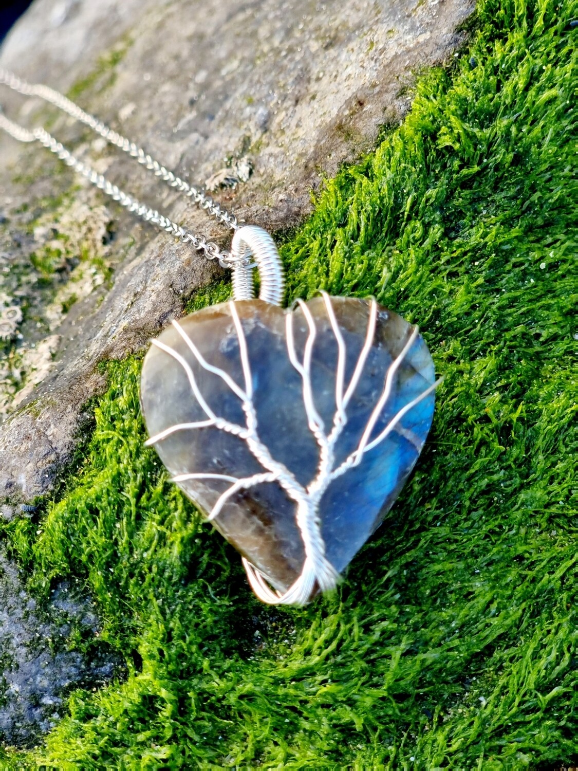 Tree Of Life - Labradorite Crystal Necklace Wire Wrapped Pendant, Gemstone Necklace, Natural Crystal Pendant 