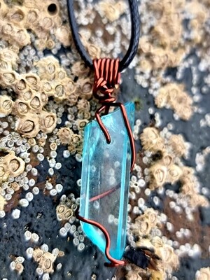 Blue Quartz Crystal Pendant Necklace 