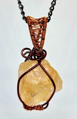 Citrine Crystal Pendant Healing Reiki Spiritual Faith Healing Energy Wirewrapped Rough 