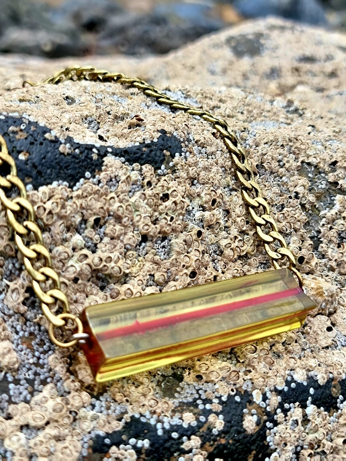 Green Resin Necklace Rectangular 
