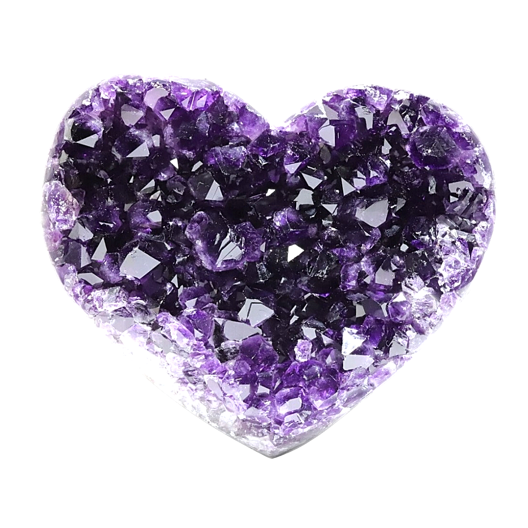 Amethyst Heart Shape Crystal Druzy Geode Cluster Natural Stone 