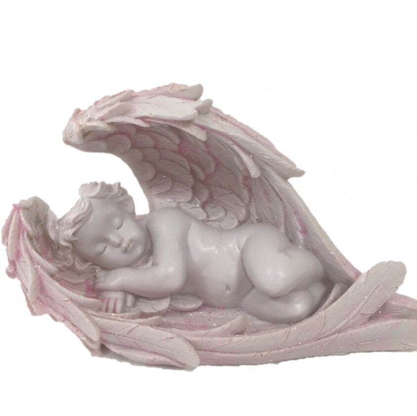 Pretty in Pink Large Angel Sleeping in Wing