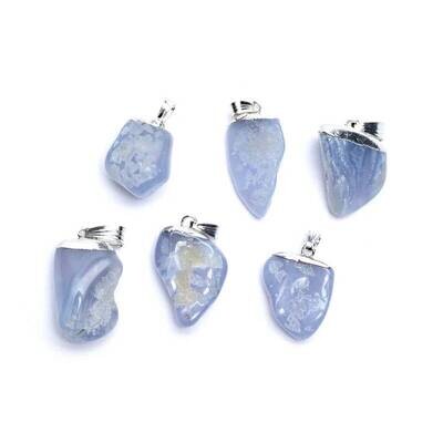 Blue Chalcedony Crystal Necklace 