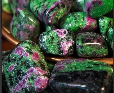 Ruby in Zoisite Tumbled Natural Crystal 