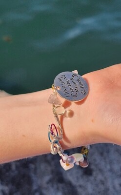 7 Chakra Crystals Wirewrapped Bracelet &quot;I love you to the moon &amp; back &quot;