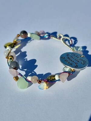 7 Chakra Crystals Wirewrapped Bracelet "I love you to the moon &amp; back "