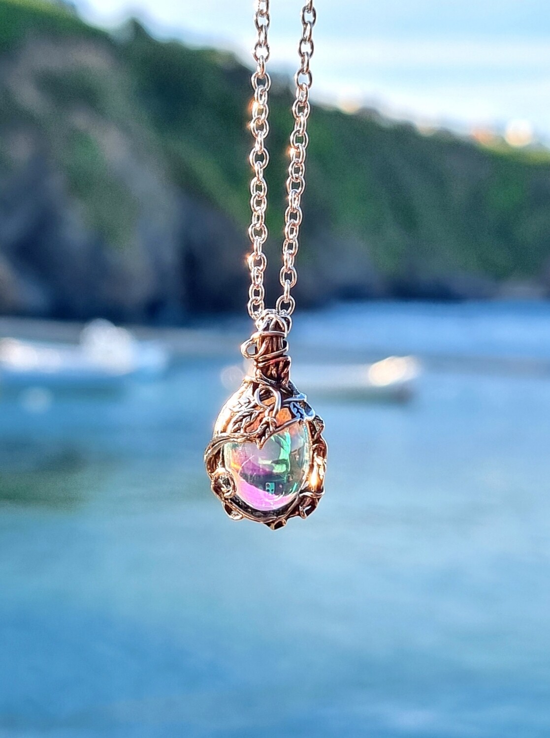 Moonstone Pendant Crystal Necklace