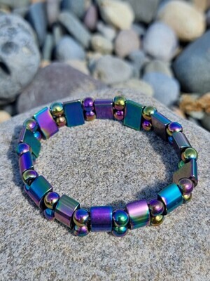 Hematite Bracelet Magnetic Beads Bracelet Natural Stone Bracelet Stretch Weight Loss Bracelet 21.8 cm