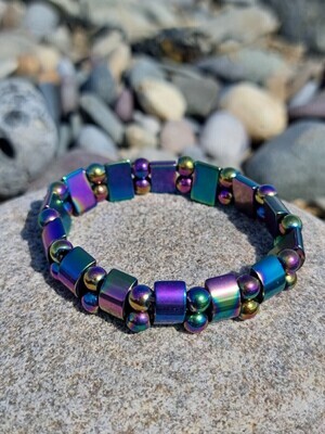 Hematite Bracelet Magnetic Beads Bracelet Natural Stone Bracelet Stretch Weight Loss Bracelet 21.8 cm