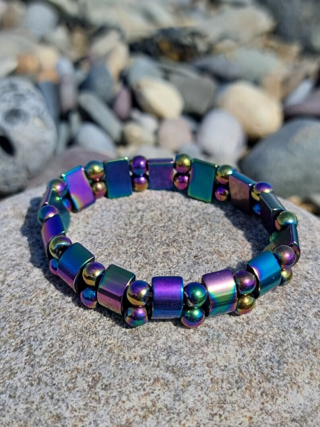 Hematite Bracelet Magnetic Beads Bracelet Natural Stone Bracelet Stretch Weight Loss Bracelet 21.8 cm