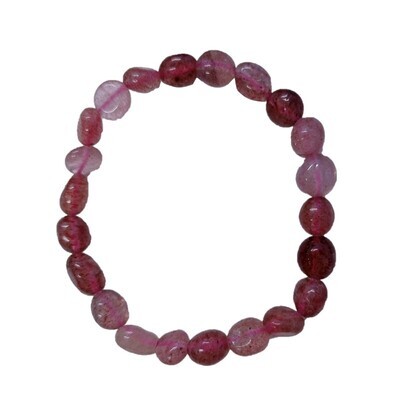 Strawberry Quartz Crystal Bracelet Oval bead - Love -  Addiction Recovery Support Bracelet