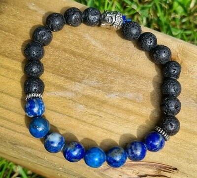 Crystal Bracelet Lapis Lazuli - Lava Aromatherapy stone elastic 