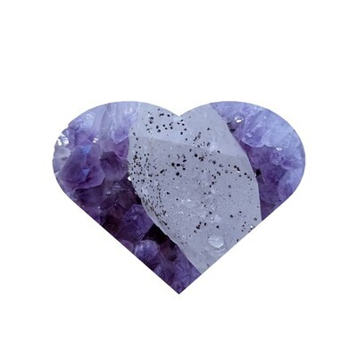 Amethyst Crystal Geode Cluster Heart Natural Crystal Geode 590g