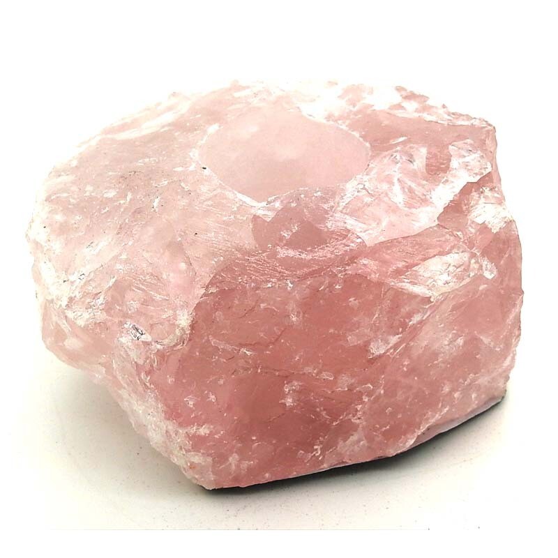 Rose Quartz Rough Chunk Crystal Tealight Holder