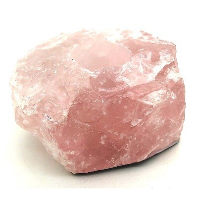 Rose Quartz Rough Chunk Crystal Tealight Holder