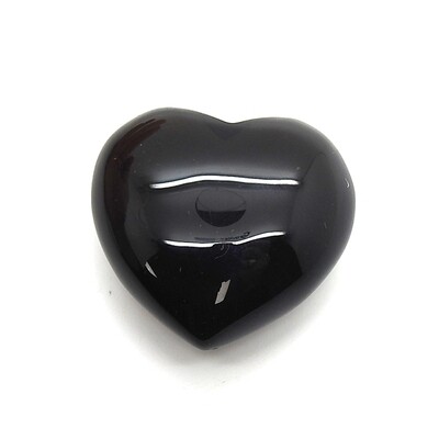 Obsidian Black Polished Puff Heart