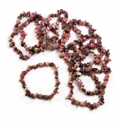 Rhodonite crystal chip bracelet