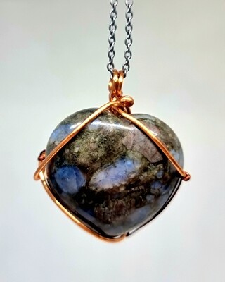 Que Sera (Llanite) Polished Puff Heart Pendant Peace Harmony Compassion