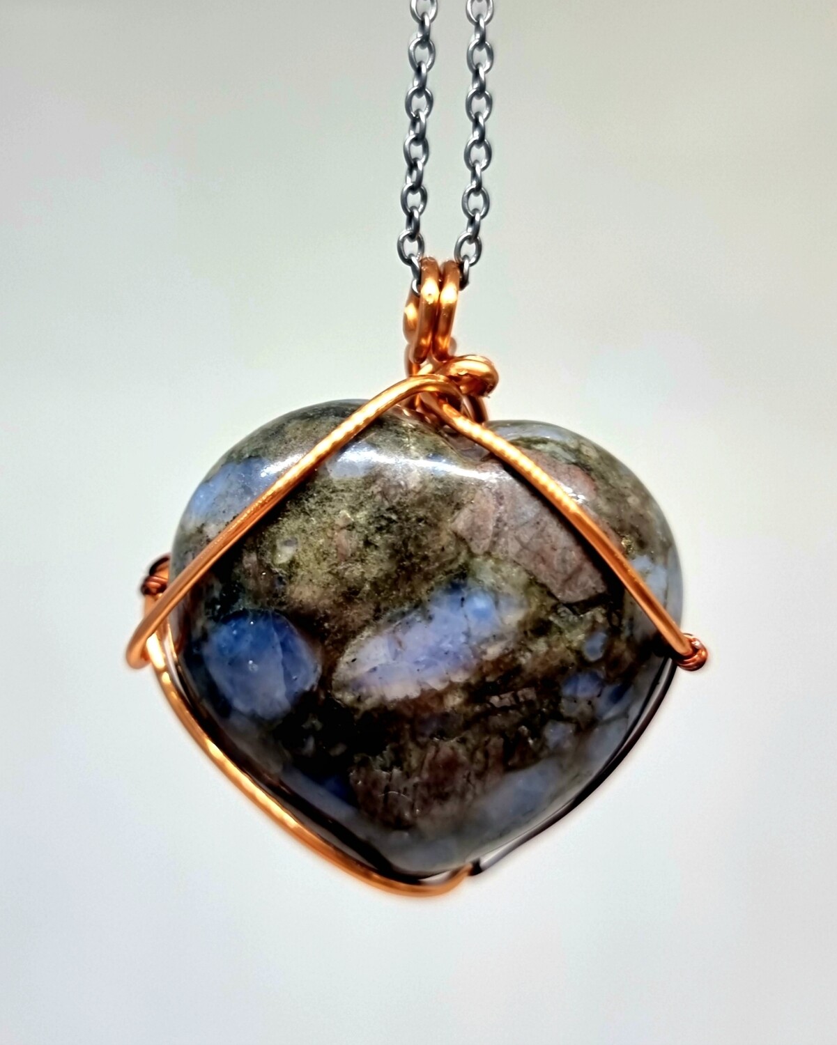 Que Sera (Llanite) Polished Puff Heart Pendant Peace Harmony Compassion