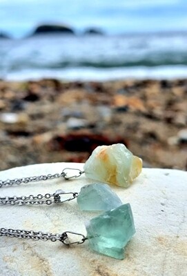 Green Fluorite Rough Gemstone Pendant