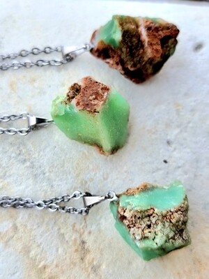 Chrysoprase rough gemstone pendant Necklace ~ Self-Acceptance