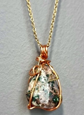 Rhyolite crystal pendant necklace Stone of Acceptance and Healing "I can do this" 