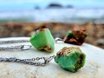 Chrysoprase rough gemstone pendant Necklace ~ Self-Acceptance