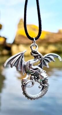 Antique Silver Plated Dragon Pendant Necklace