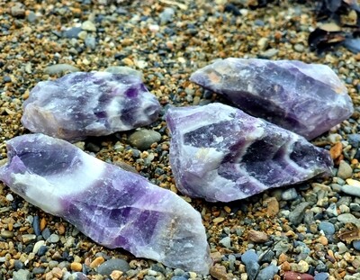 Chevron Amethyst Crystal Rough Banded Large Long Custer 