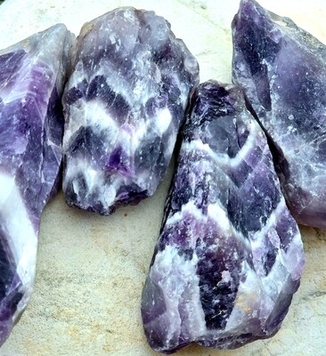 Chevron Amethyst Crystal Rough Banded Large Long Custer