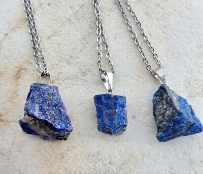Lapis lazuli Rough Gemstone Pendant - &quot;Good luck&quot; / &quot;Love me&quot; Self-love Self Confidence 