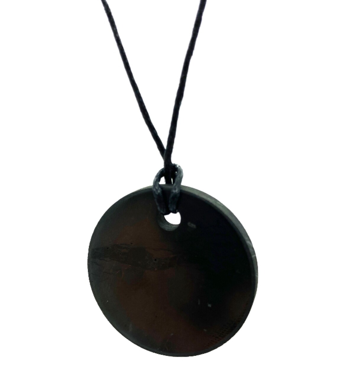 Shungite Disc Pendant Black 30mm Necklace Healing  Raw Crystal Gemstone Shield From Electromagnetic Field Exposure