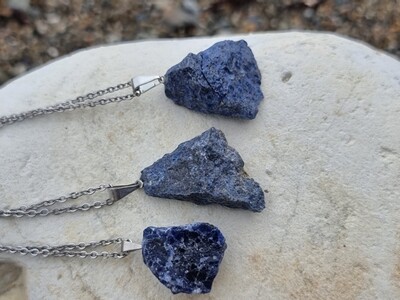 Dumortierite rough gemstone pendant