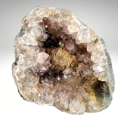 Smoky Amethyst Quartz Druzy Crystal with Barite Quartz Rough