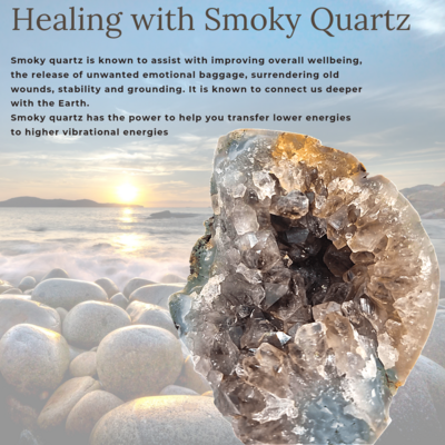 Rough Smoky Quartz Druzy Crystal - Emotional Balance. 