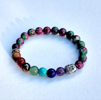 Ruby in Zoisite Crystal Bracelet Chakra Bead 8mm
