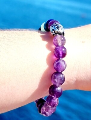 Crystal Bracelet - Amethyst Chakra Natural Stone Bead Elastic 