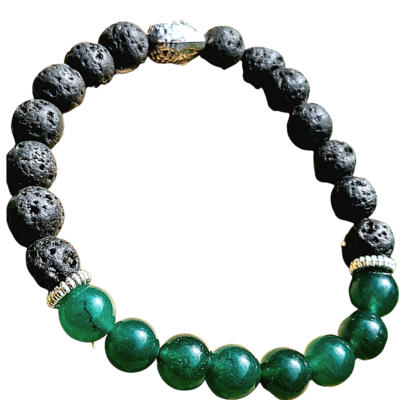 Crystal Bracelet Lava/Green Jade Aromatherapy 